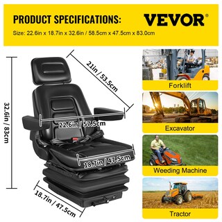 Foto 7 | Asiento Con Suspensión Vevor, Respaldo Ajustable, Reposacabezas, Reposabrazos - Venta Internacional.