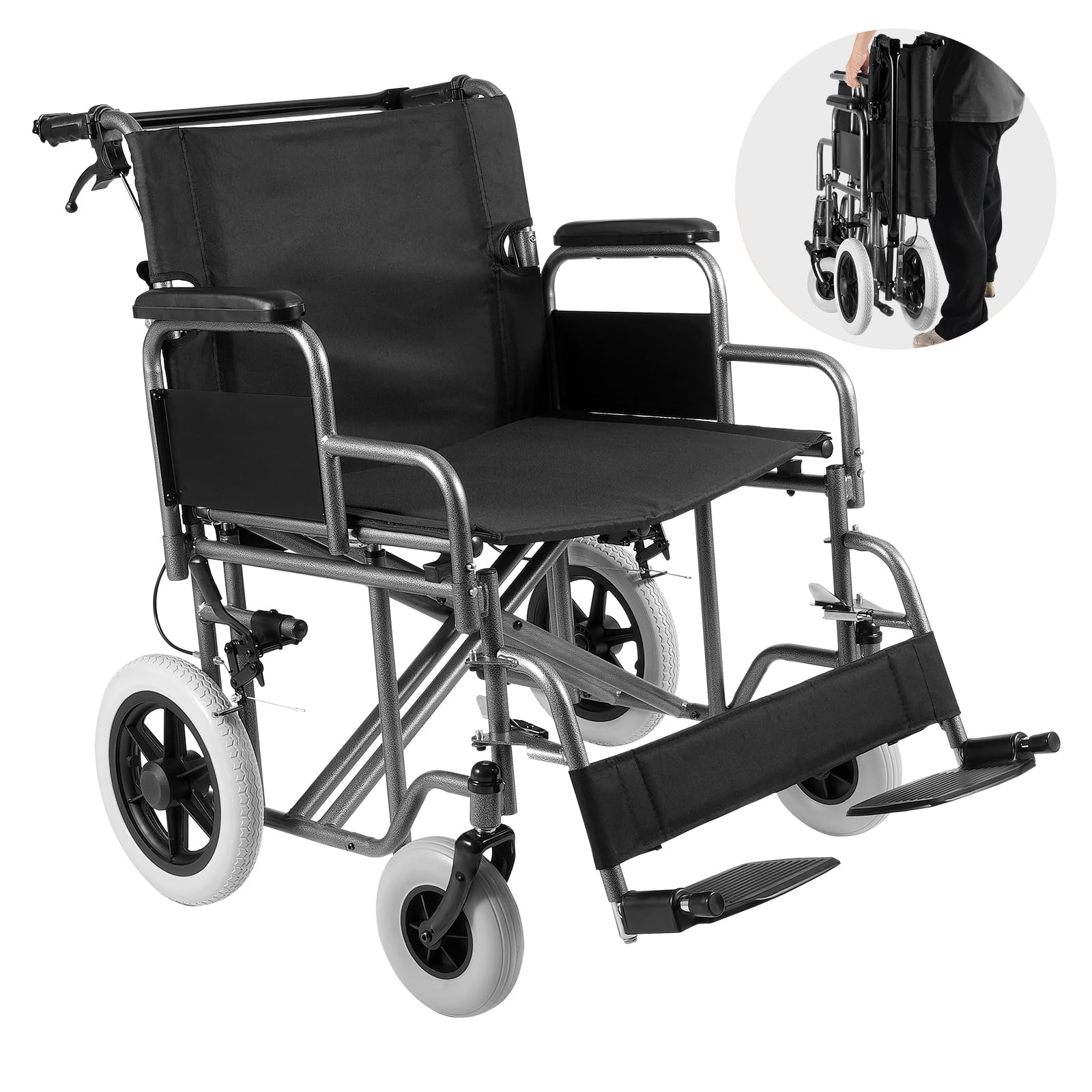 Foto 2 pulgar | Silla De Ruedas Vevor Carbon Steel Transport 24 Pulgadas 136 Kg - Venta Internacional.