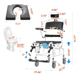 Foto 2 | Silla De Ruedas De Ducha Vevor De Aleación De Aluminio De 17.5 Pulgadas Para Ducha - Venta Internacional.