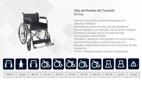 Foto 3 pulgar | Silla de Ruedas Mobicare Cromado Alta Resistencia Ecg15