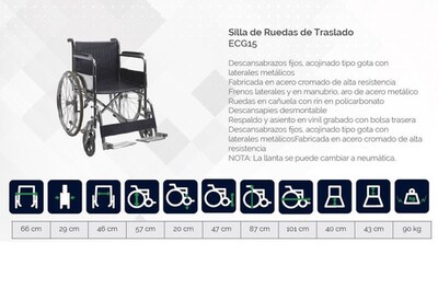 Foto 2 | Silla de Ruedas Mobicare Cromado Alta Resistencia Ecg15