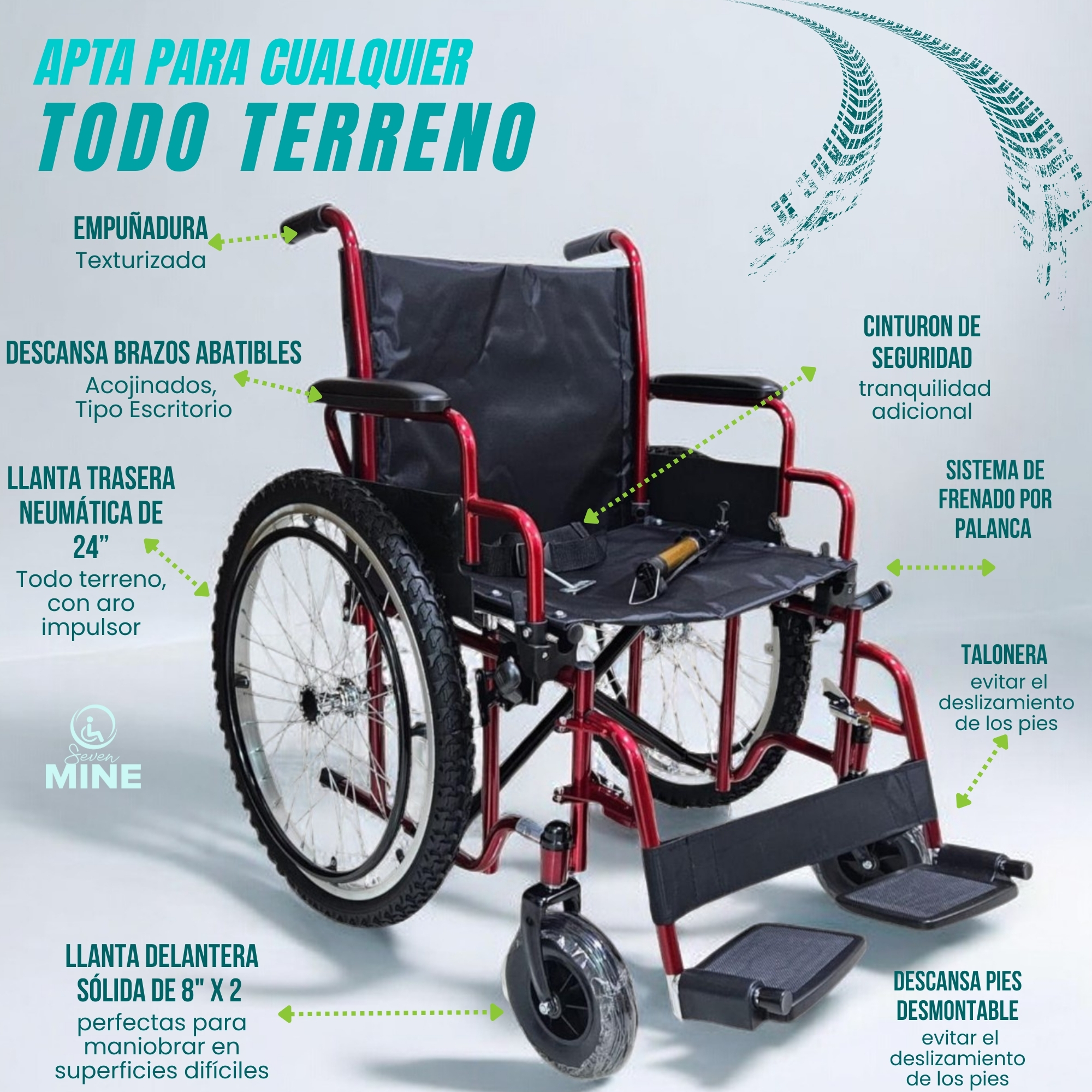 Foto 5 pulgar | Silla de Ruedas SC Super Confort Todoterreno Incluye Bomba de Aire y Kit de Reparación