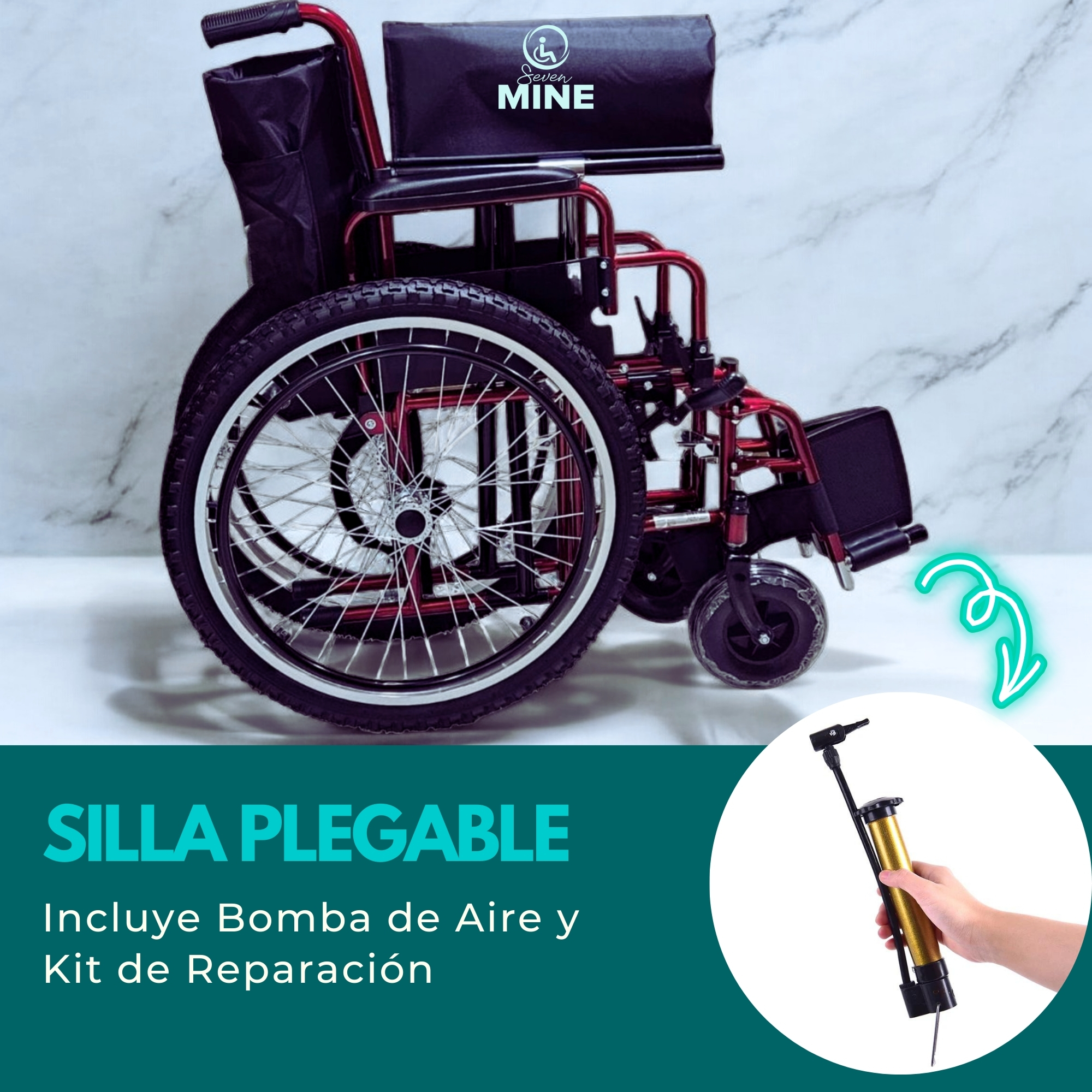 Foto 6 pulgar | Silla de Ruedas SC Super Confort Todoterreno Incluye Bomba de Aire y Kit de Reparación