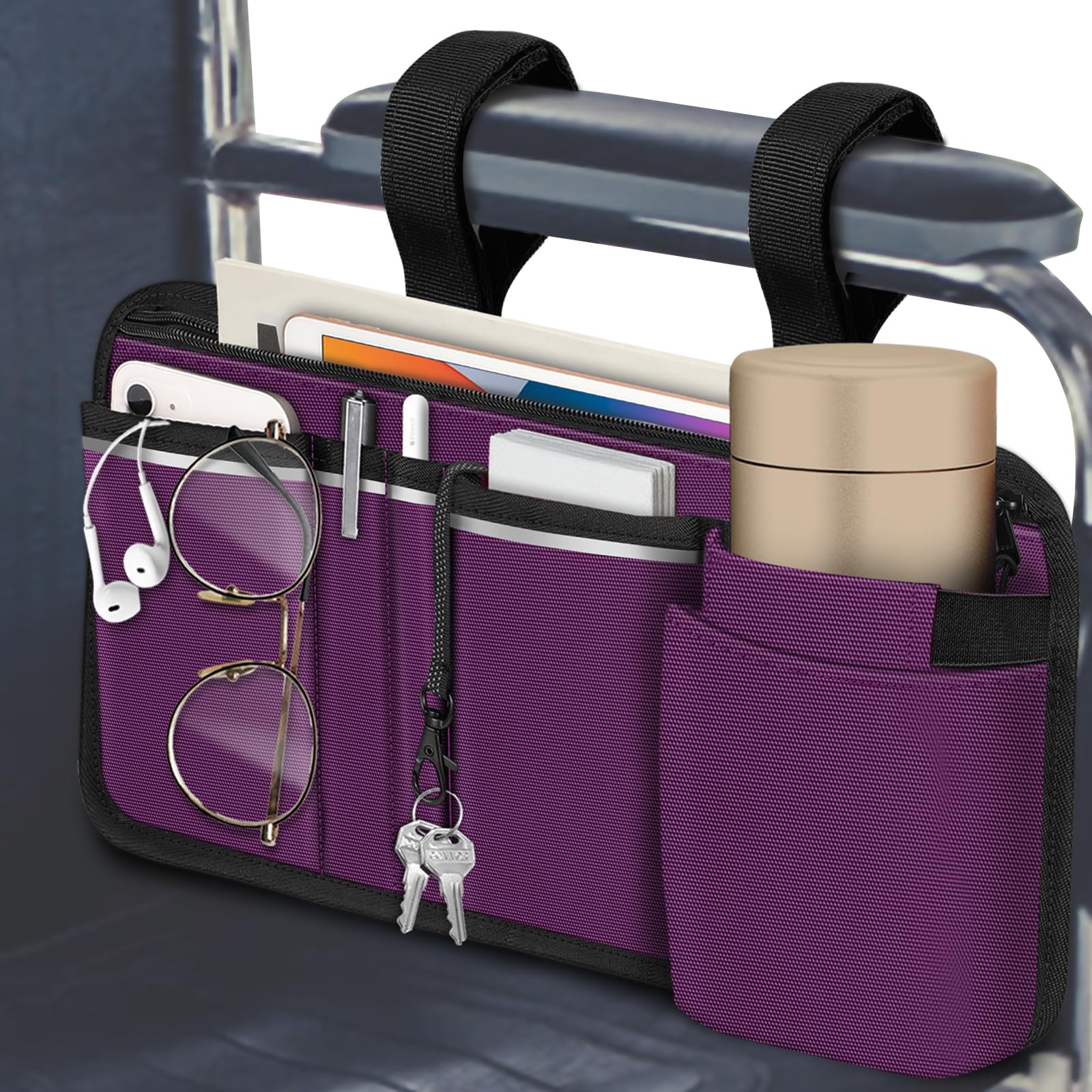 Foto 2 pulgar | Bolsa De Almacenamiento Lateral Para Silla De Ruedas Finpac Con Portavasos  Color Morado - Venta Internacional.