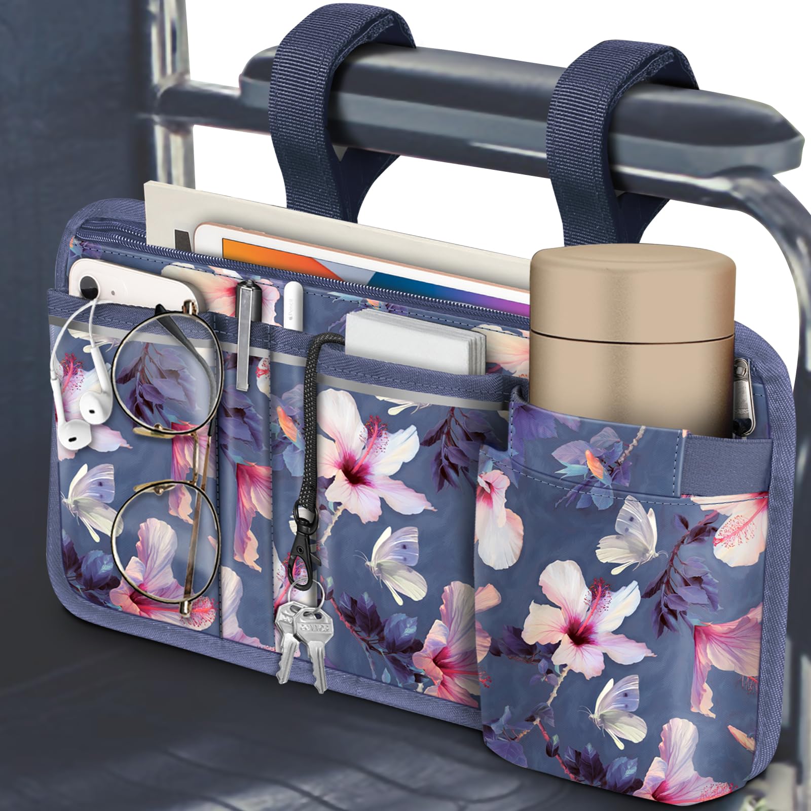 Foto 1 | Bolsa De Almacenamiento Lateral Para Silla De Ruedas Finpac Con Portavasos Blooming - Venta Internacional.