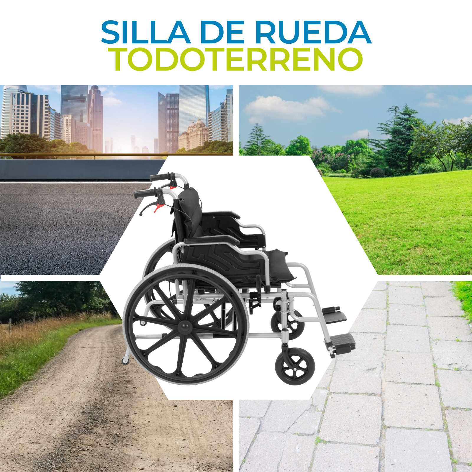 Foto 4 pulgar | Onof Hergom Silla De Ruedas Extra Ancha Reforzada Acojinada Freno