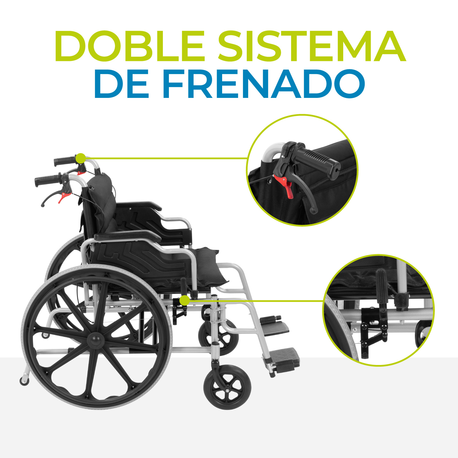 Foto 7 pulgar | Onof Hergom Silla De Ruedas Extra Ancha Reforzada Acojinada Freno