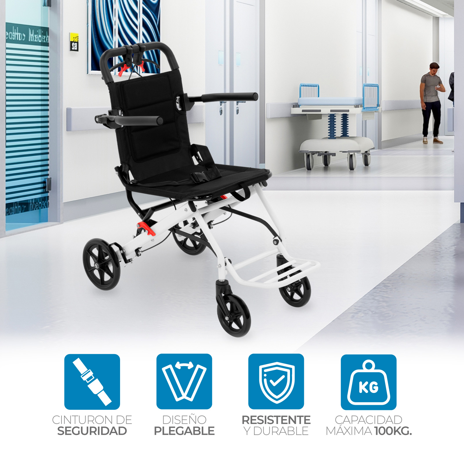 Foto 3 | Onof Delta Silla De Ruedas Plegable Traslado Ligera Resistente Segura