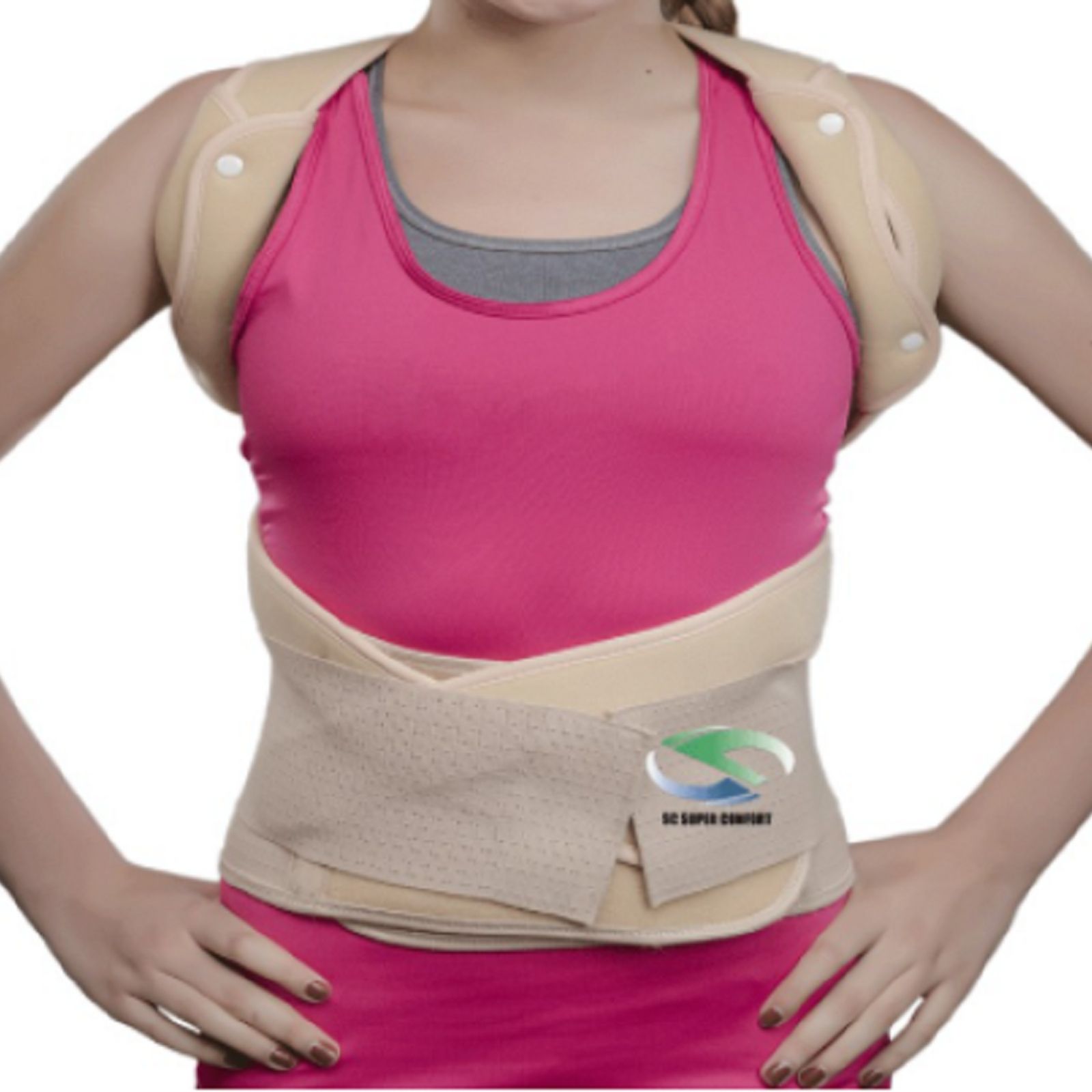 Foto 3 | Faja Ortopédica Dorso Lumbar Corrector de Postura Bk-079 color Beige Super Confort Extra Grande