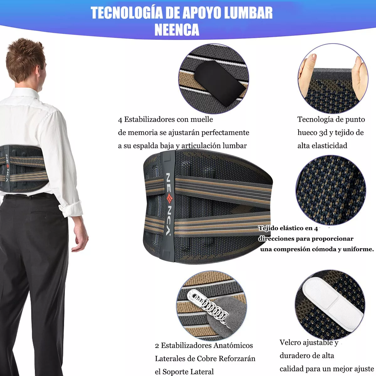 Foto 4 pulgar | Faja Sacrolumbar Lumbar Eo Safe Imports Talla XL Negro