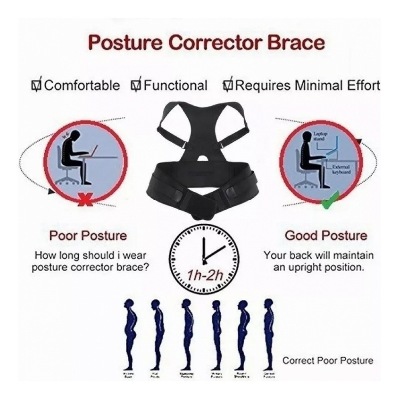 Foto 4 | Corrector De Postura Con Soporte Lumbar Magnético - Venta Internacional.