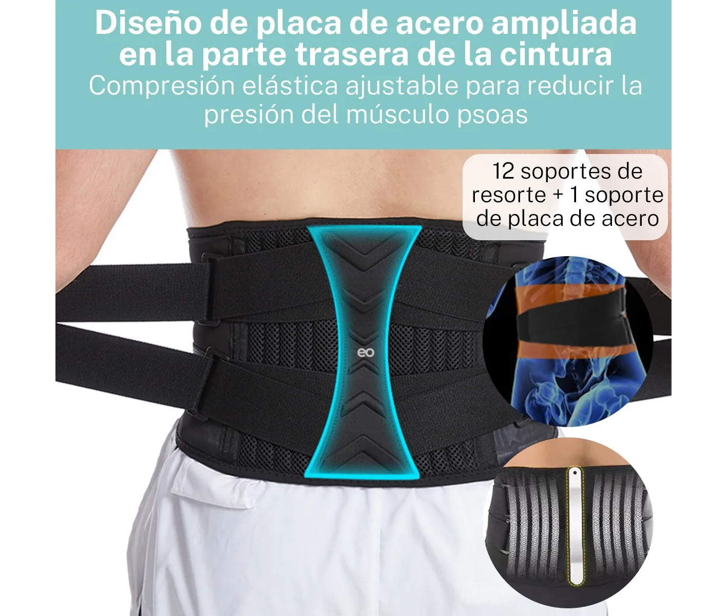 Foto 4 pulgar | Cinturón De Apoyo Lumbar Faja Ideal Pará Carga Y Trabajo Talla: L Eo Safe Imports Esi-19369 Negro