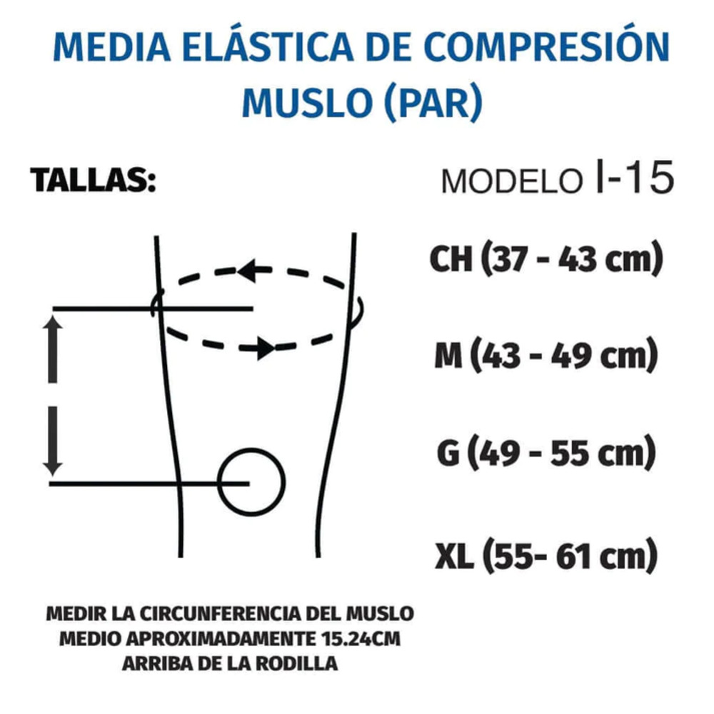 Foto 3 pulgar | Media Elástica de Compresión Medio Muslo Tynor Par I15