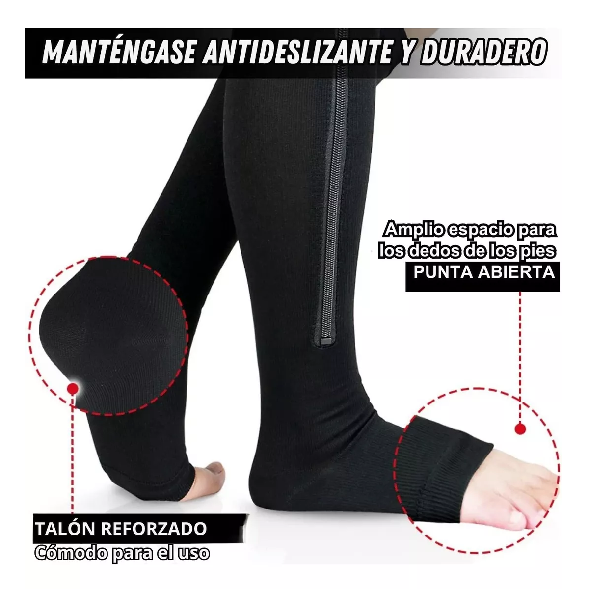 Foto 4 pulgar | Calcetas de Compresión con Cierre Eo Safe Imports Esi-10718 Negro 1 Par Talla L/XL