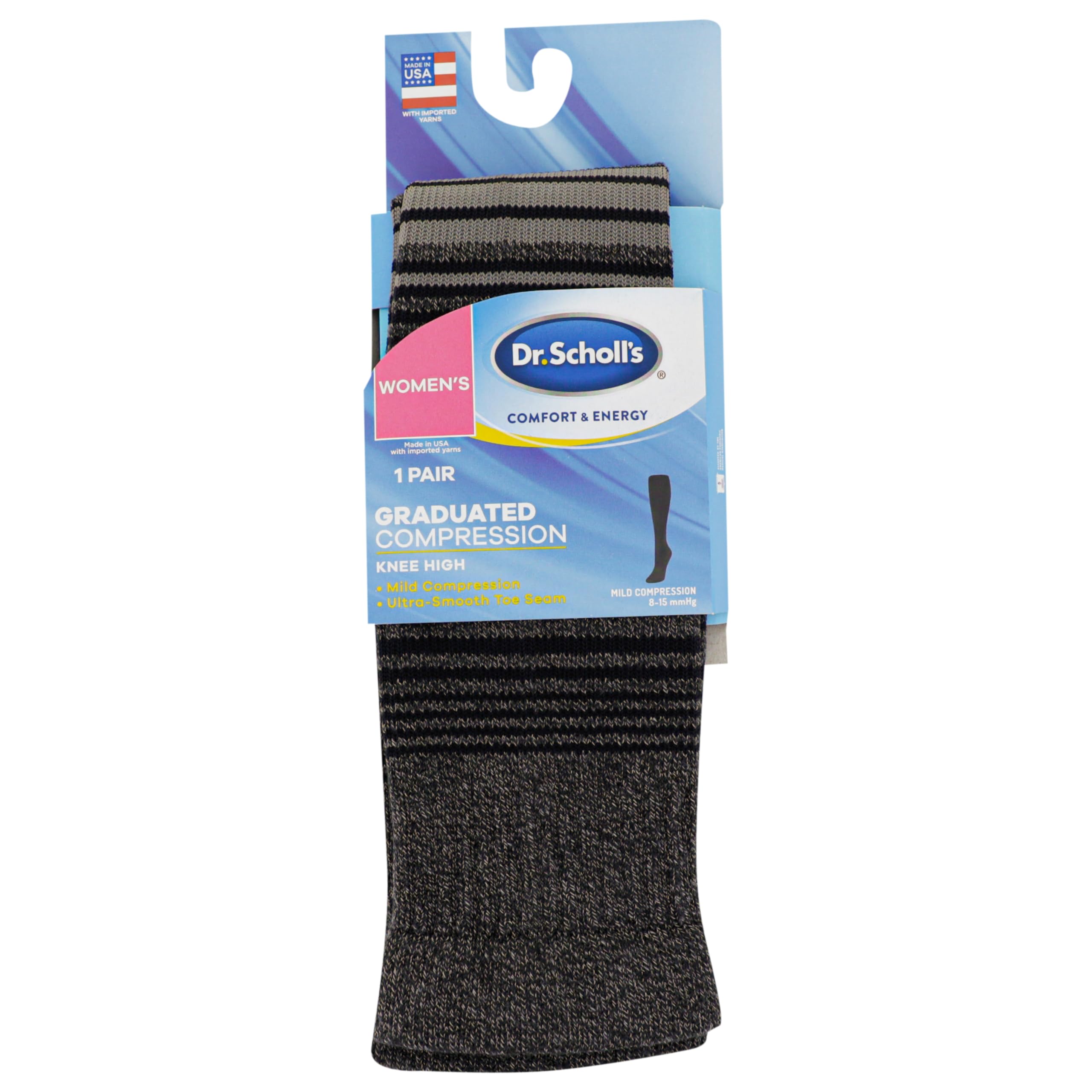 Foto 4 pulgar | Calcetines De Compresión Dr. Scholl's Para Mujer, Altos Hasta La Rodilla, Negro/gris - Venta Internacional.