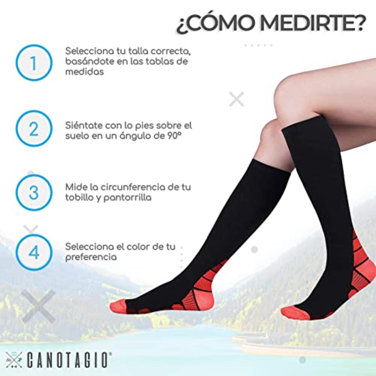 Foto 3 pulgar | 2 Pares De Calcetas De Compresión S-M Rojas Canotagio