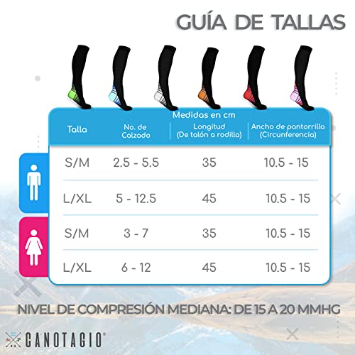 Foto 5 pulgar | 2 Pares De Calcetas De Compresión S-M Rojas Canotagio