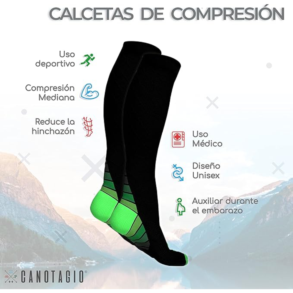 Foto 3 pulgar | Canotagio Calcetas De Compresión color Verde talla Grande / Extra grande