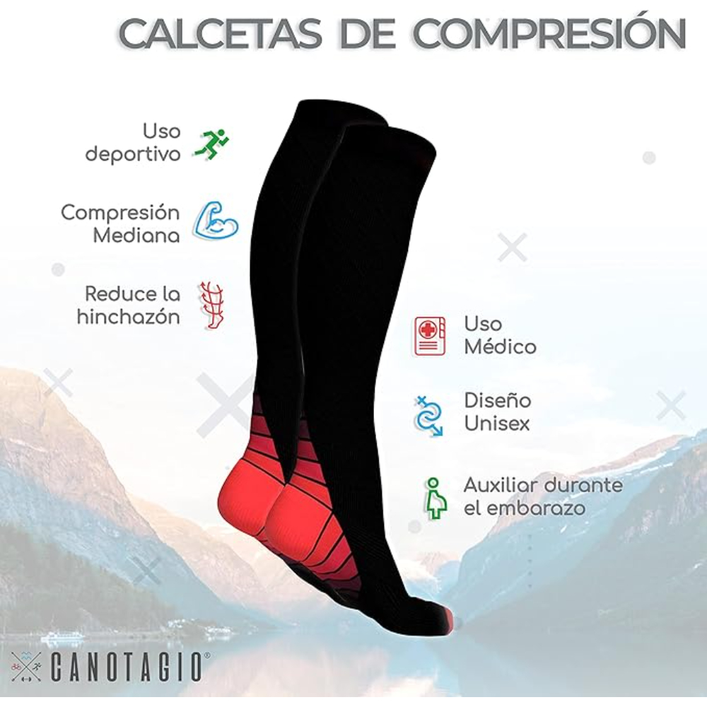 Foto 3 pulgar | Canotagio Calcetas De Compresión color Rojo talla Grande / Extra grande