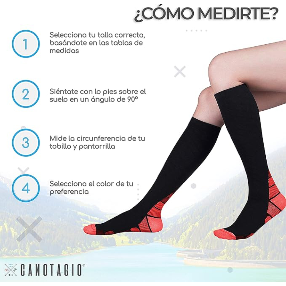 Foto 4 | Canotagio Calcetas De Compresión color Rojo talla Grande / Extra grande