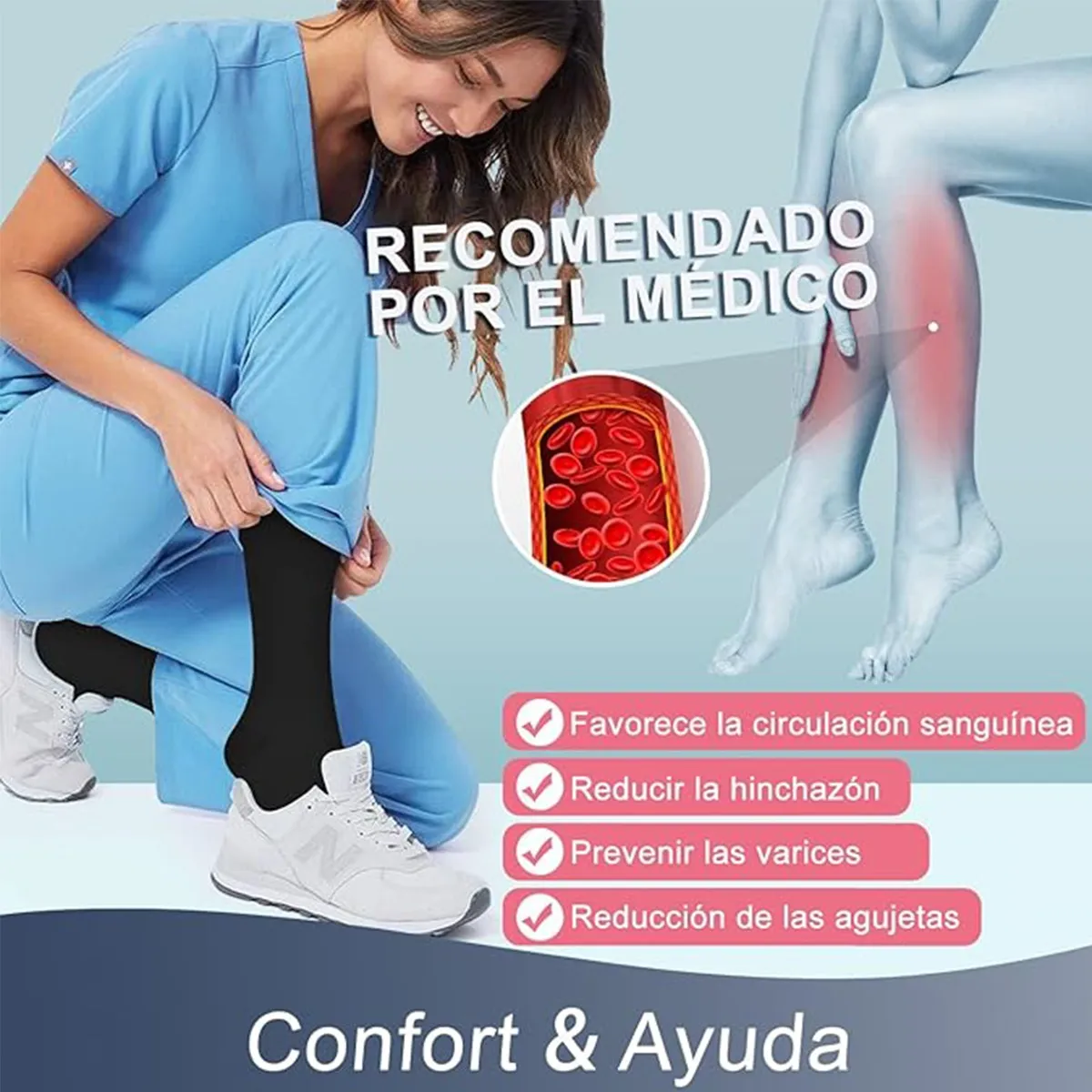 Foto 4 pulgar | Medias De Compresión 14 Pares Talla L/xl Eo Safe Imports Esi-20791 Negro