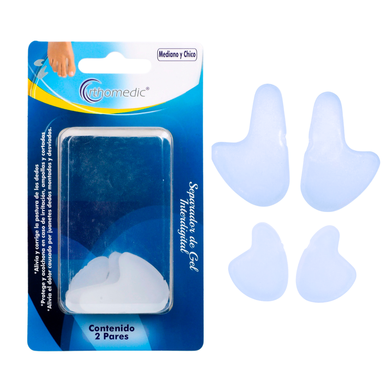 Foto 1 | Set de 2 pares de Separador Interdigital Orthomedic de Gel color Blanco