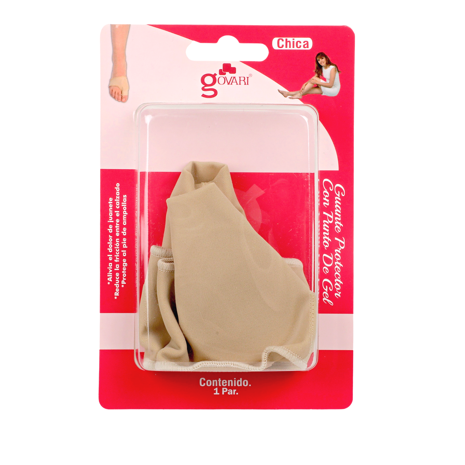 Foto 4 pulgar | Kit Guante Protector con Punto de Gel Para Juanete Govari color Beige Talla Chica 2 Pares