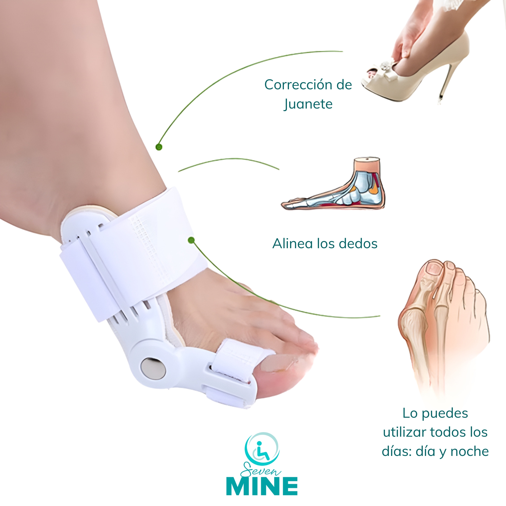 Foto 6 | Corrector De Juanetes Férula Universal - Ajuste Para Ambos Pies, Diseño Anatómico Para Uso Diario Y Nocturno, A