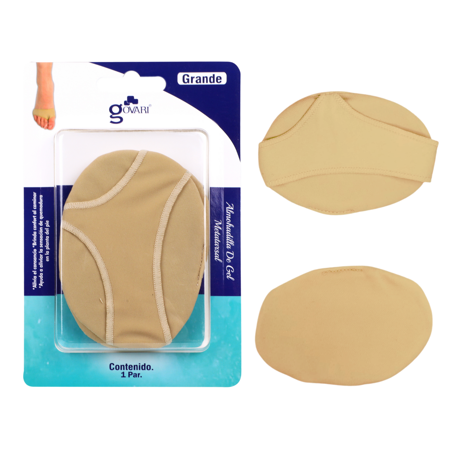 Protector Metatarsal Govari Beige con Botón de Gel Talla Grande 1 Par