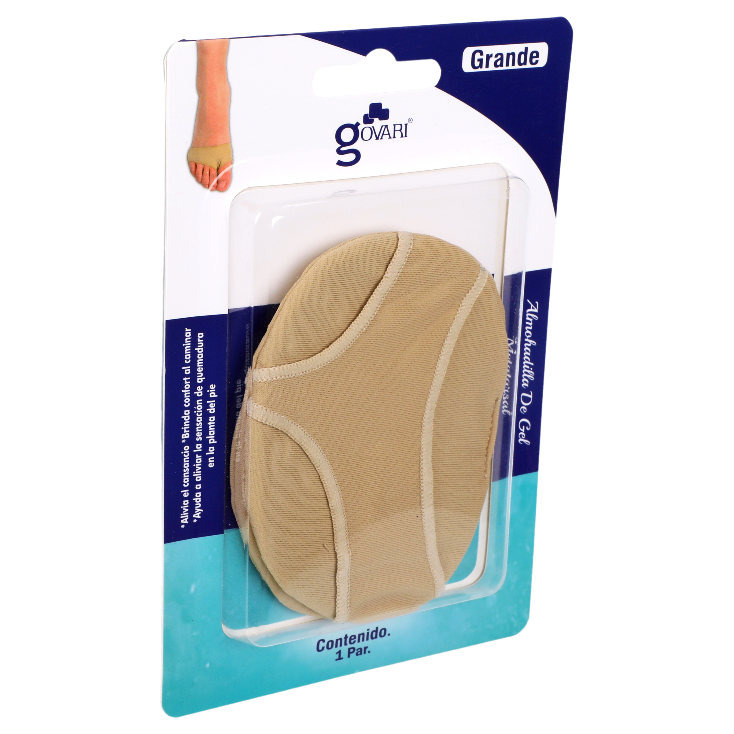 Foto 3 pulgar | Protector Metatarsal Govari Beige con Botón de Gel Talla Grande 1 Par