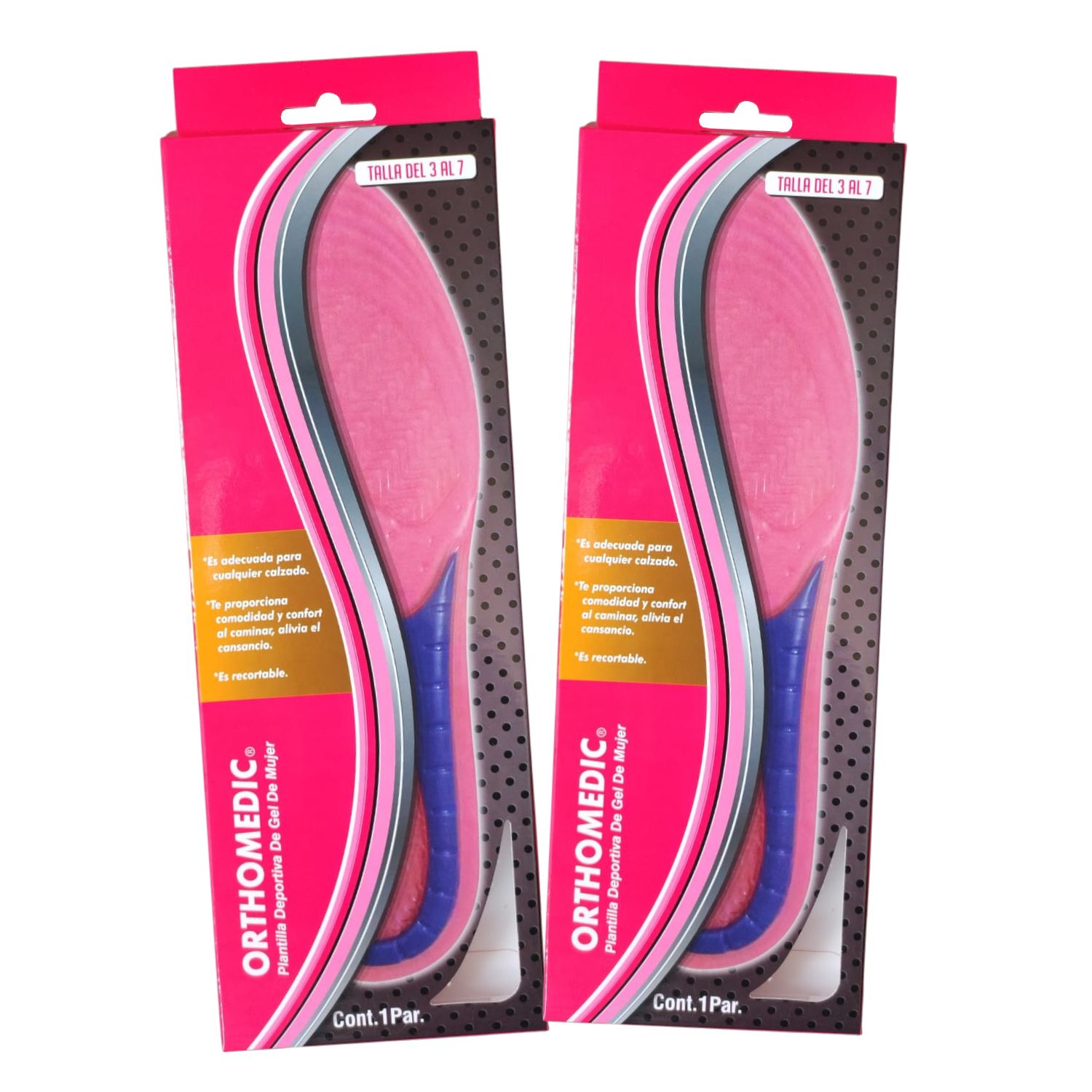 Foto 2 | Kit Plantilla de Gel Orthomedic Talla del 3 al 7 Rosa 2 Pares