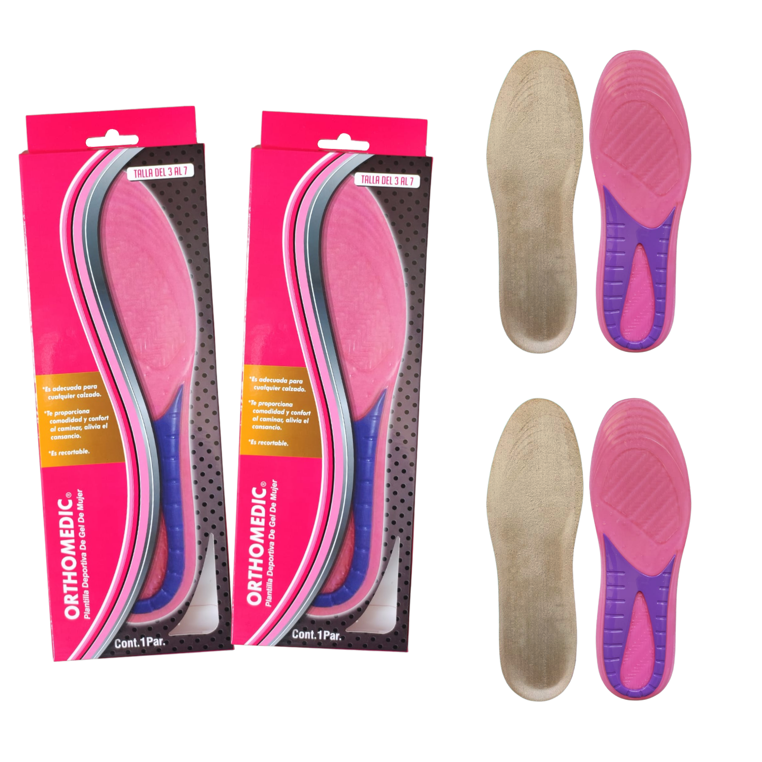 Foto 4 pulgar | Kit Plantilla de Gel Orthomedic Talla del 3 al 7 Rosa 2 Pares