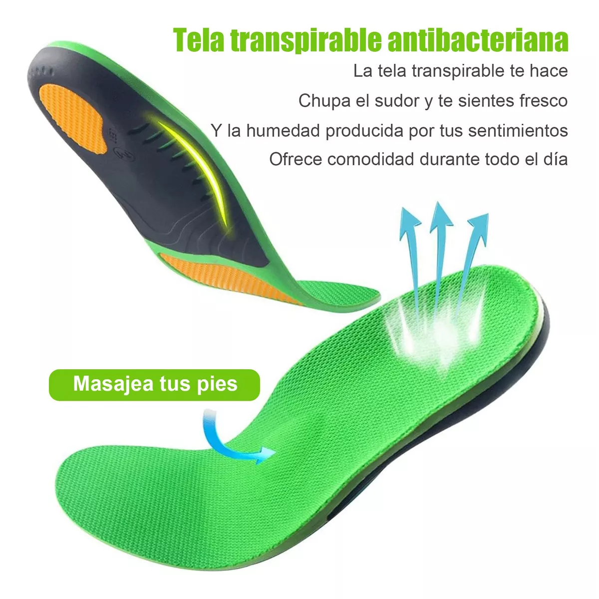 Foto 4 pulgar | Plantilla Ortopedia Para Pie Plano Fascitis Verde Tamaño M Eo Safe Imports Esi-11188 Verde