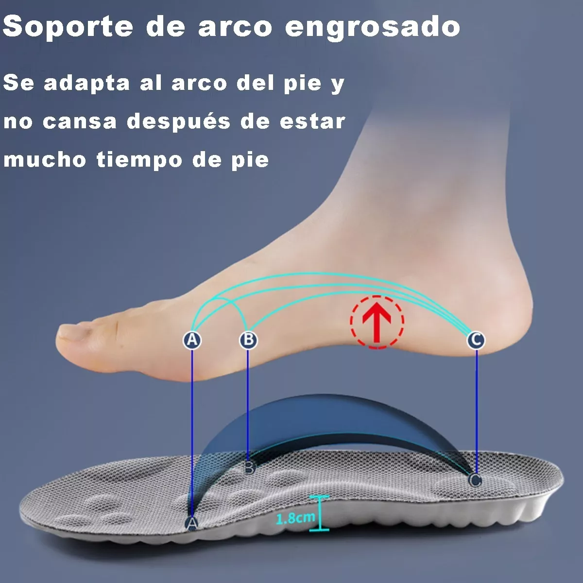 Foto 4 pulgar | Plantilla Deportiva De Silicona 4dsuaves Y Muy Elásticas Talla: 35-36 Eo Safe Imports Esi-17035 Gris