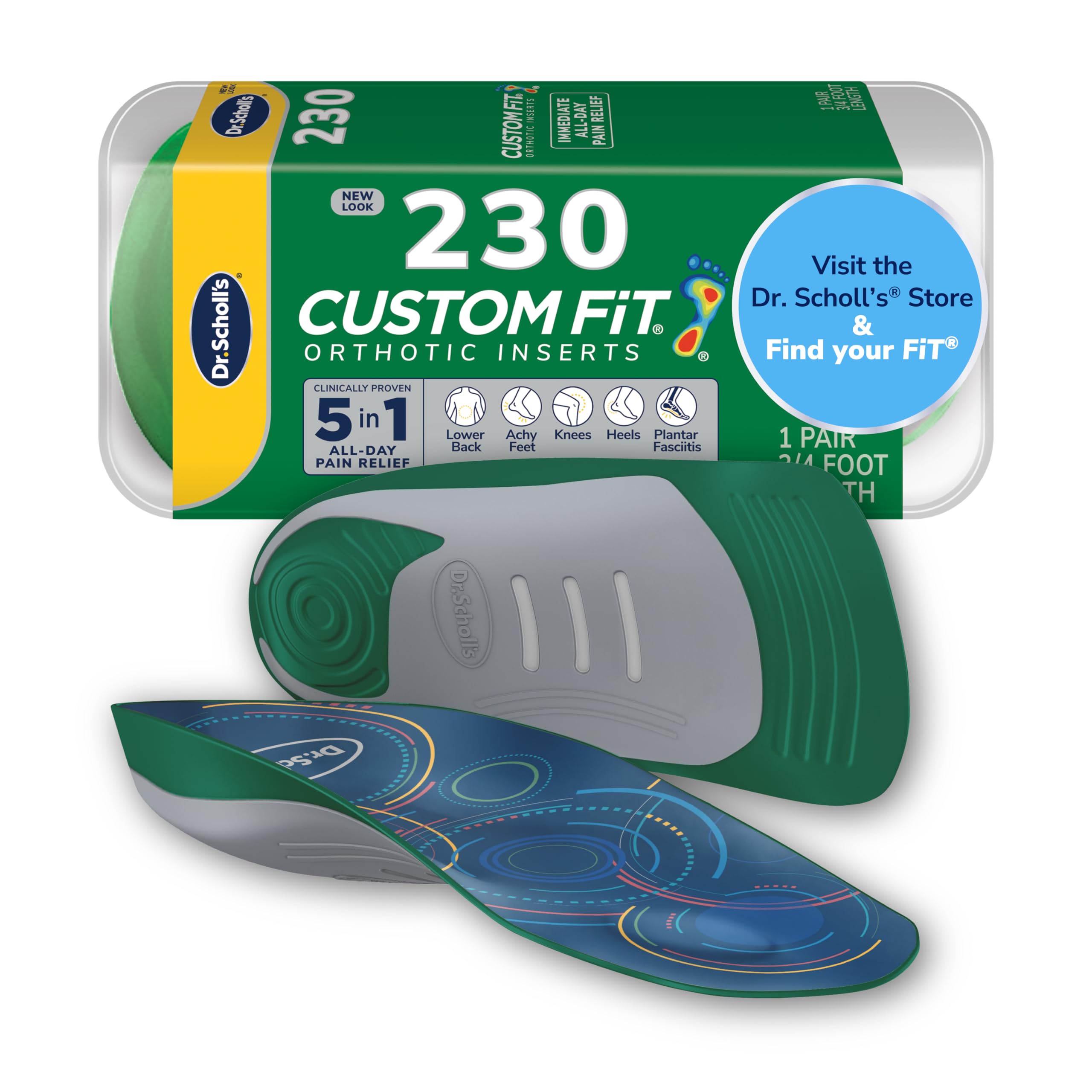 Insertos Ortopédicos Dr. Scholl's  Custom Fit  Cf 230 3/4 De Longitud - Venta Internacional.
