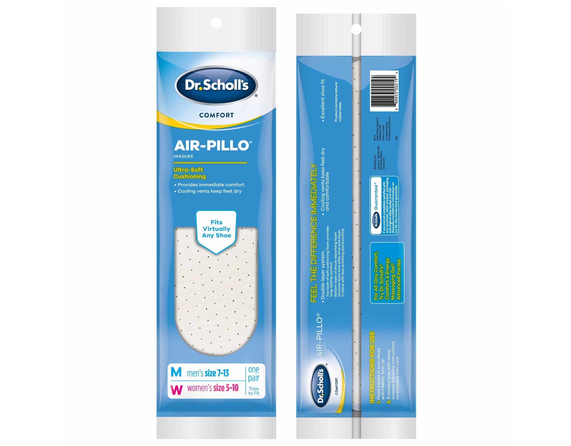 Foto 5 pulgar | Plantillas Dr. Scholls Double Air-pillo Unisex (hombres De 40 A 47 Años Y Mujeres De 35 A 42 Años) - Venta Internacio