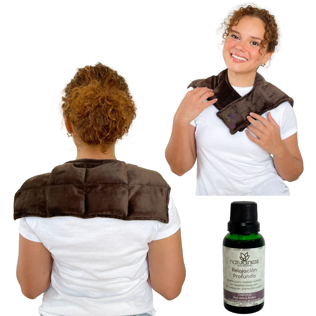 Paquete de Compresa para Cuello y Hombros Naturalness color Cobre Elaborada con Semillas y Plantas Medicinales