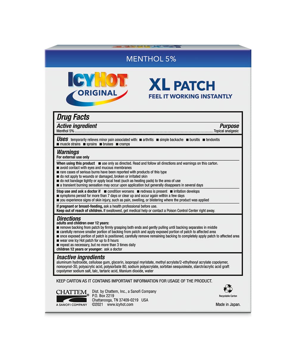 Foto 3 pulgar | Parche Medicinal Icy Hot Extra Strength Xl Back 3 Parches - Venta Internacional.
