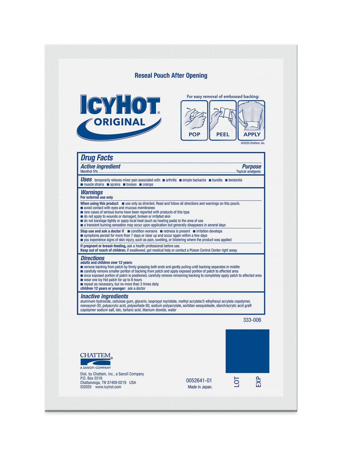 Foto 5 pulgar | Parche Medicinal Icy Hot Extra Strength Xl Back 3 Parches - Venta Internacional.