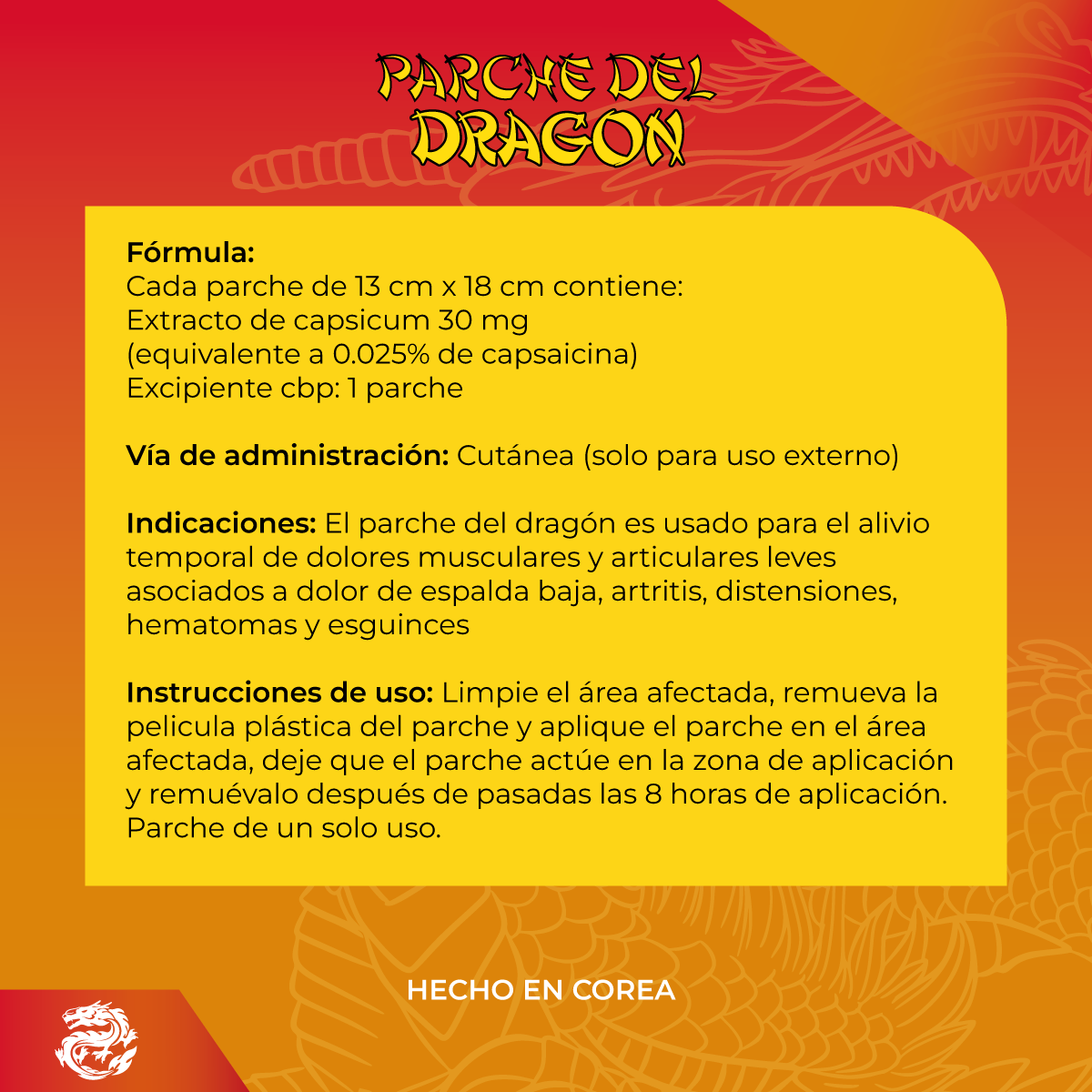 Foto 4 pulgar | Parche del Dragón Capsicum 30 mg 3 Piezas