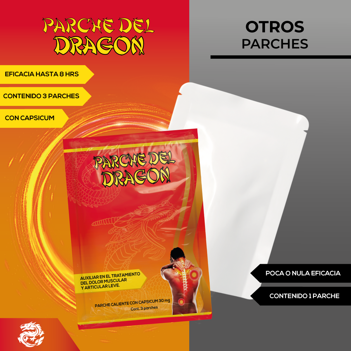 Foto 7 | Parche del Dragón Capsicum 30 mg 3 Piezas