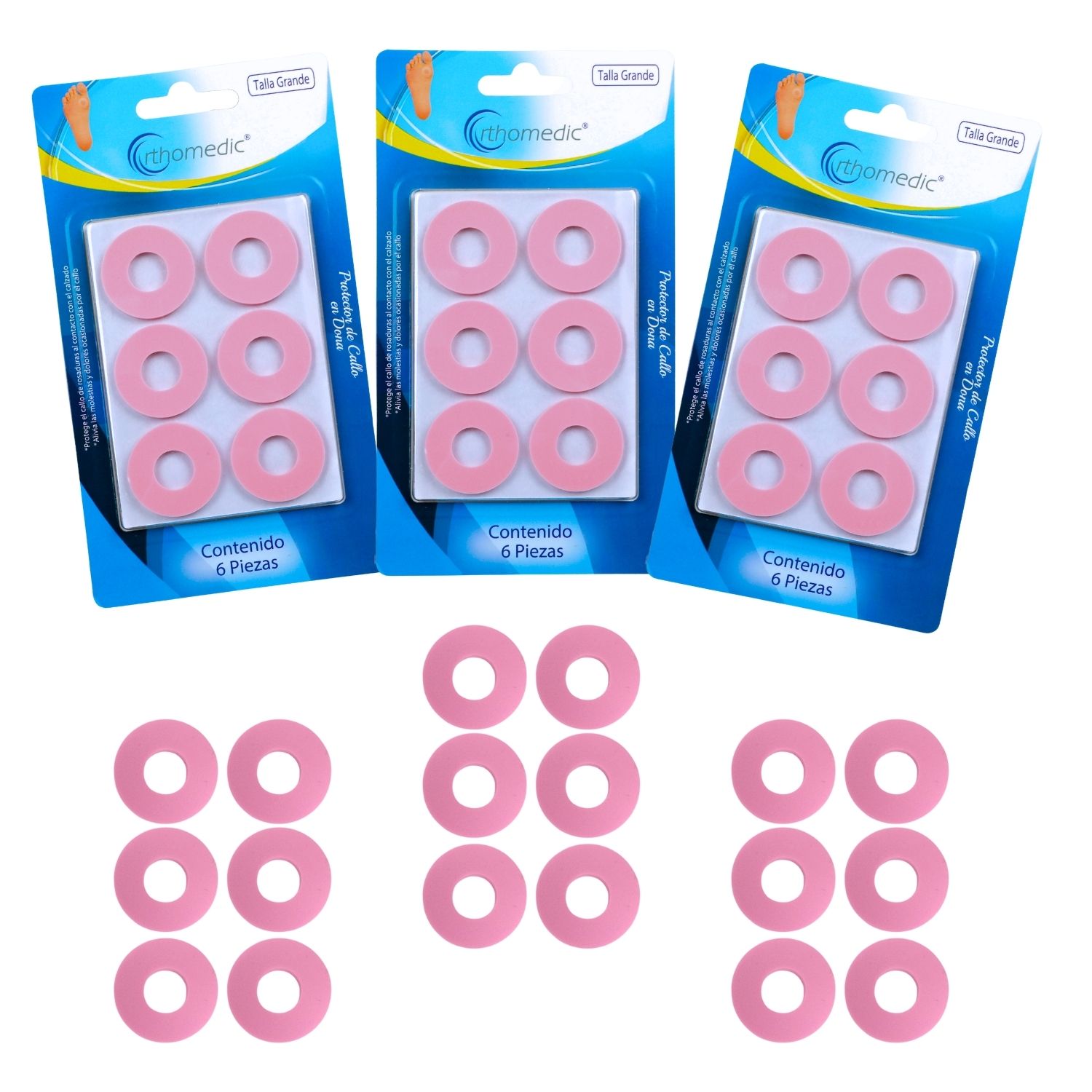 Foto 2 pulgar | Protector de Callo en Dona Orthomedic color Rosa Kit 18 Piezas