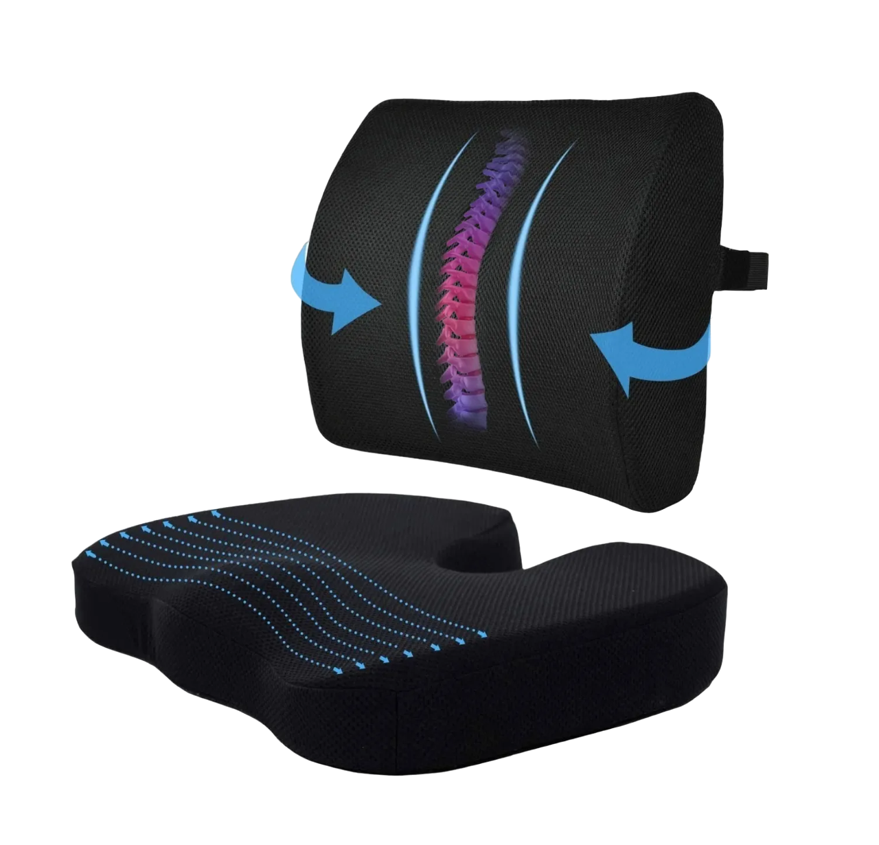 Cojín de Asiento de Gel y Almohada de Soporte Lumbar Lavable Malubero