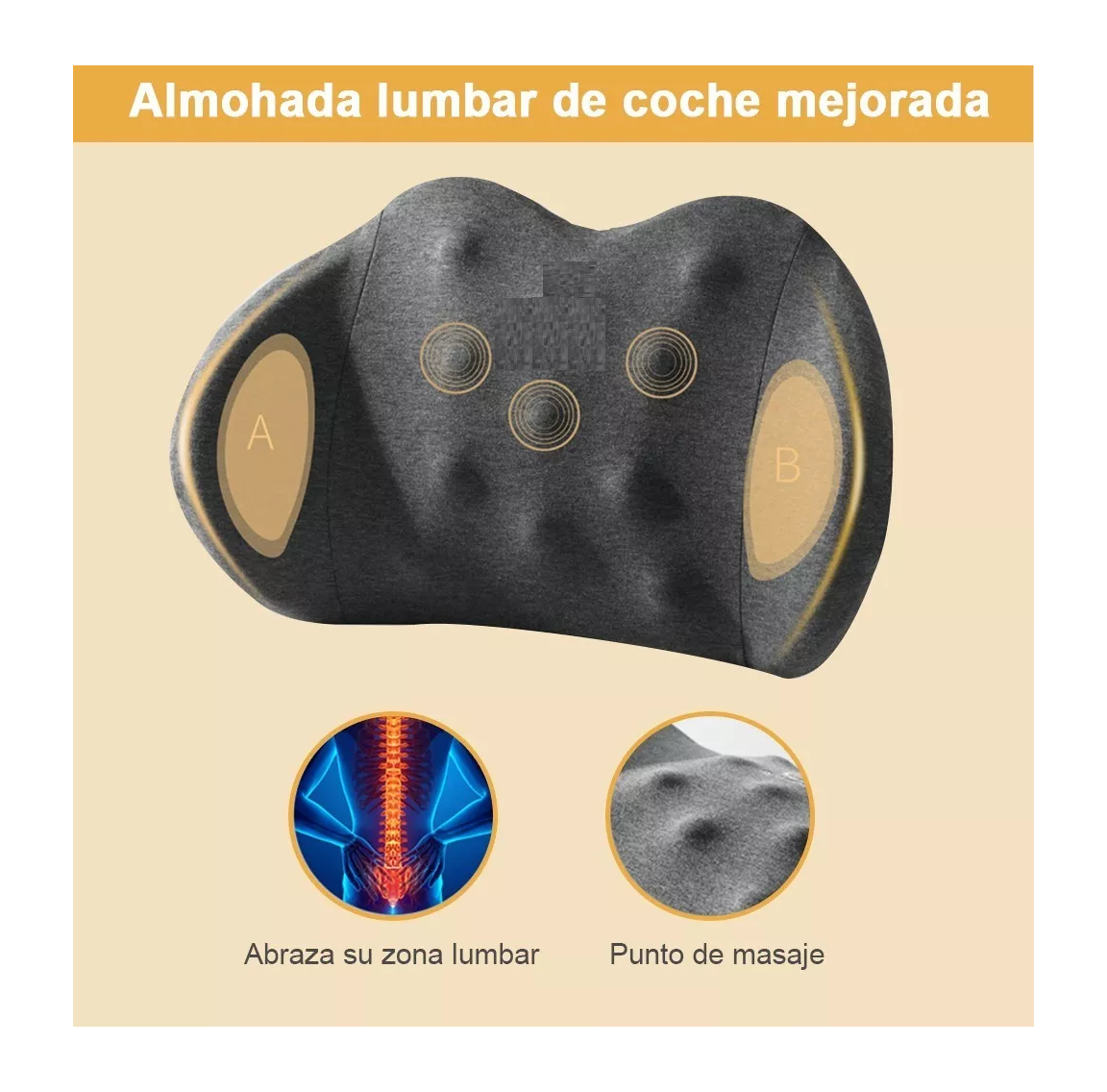 Foto 5 pulgar | Cojín para Asiento de Coche y Almohada de Soporte Lumbar Belug color Gris