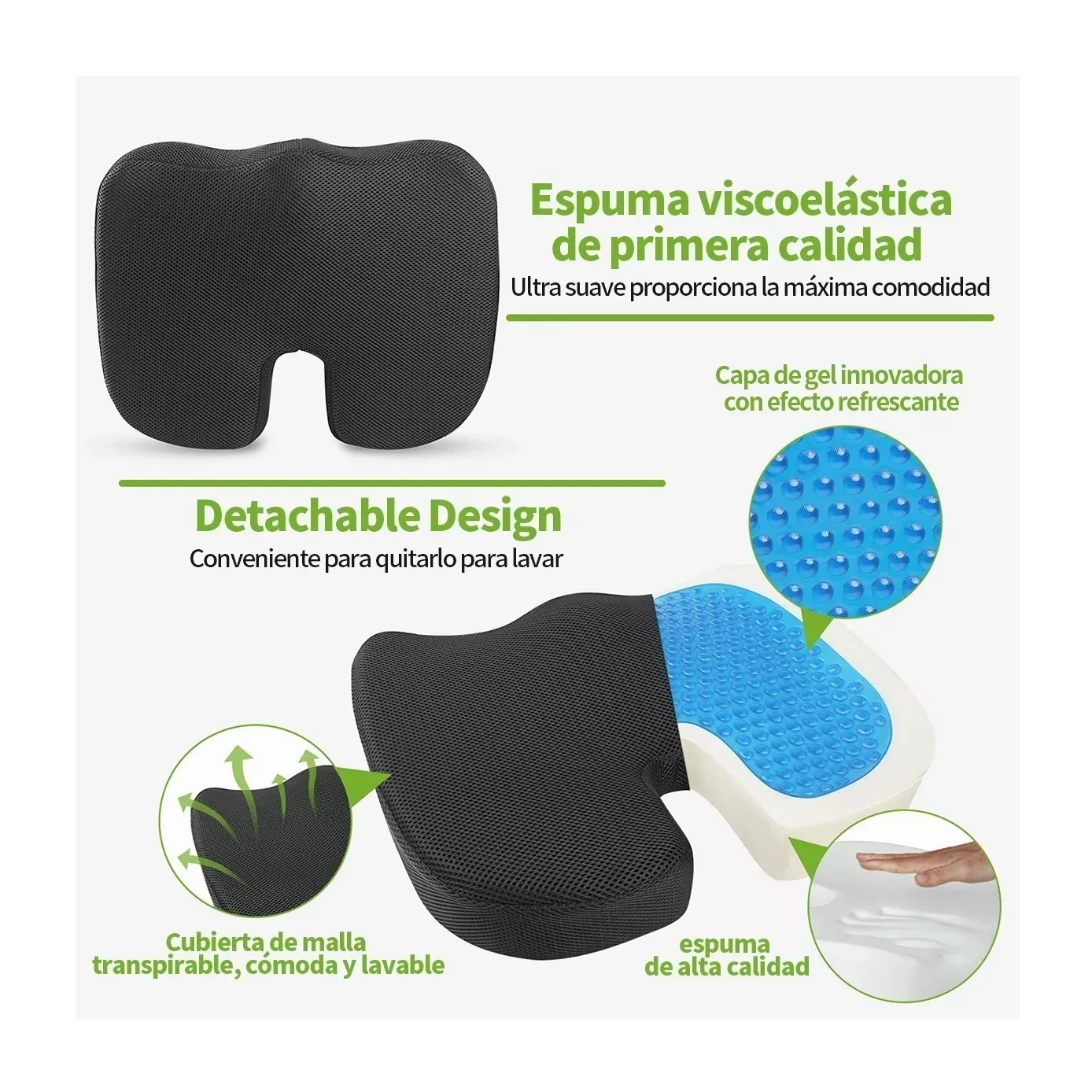 Foto 3 pulgar | Cojín para Asiento BELUG color Negro  para Aliviar el Dolor