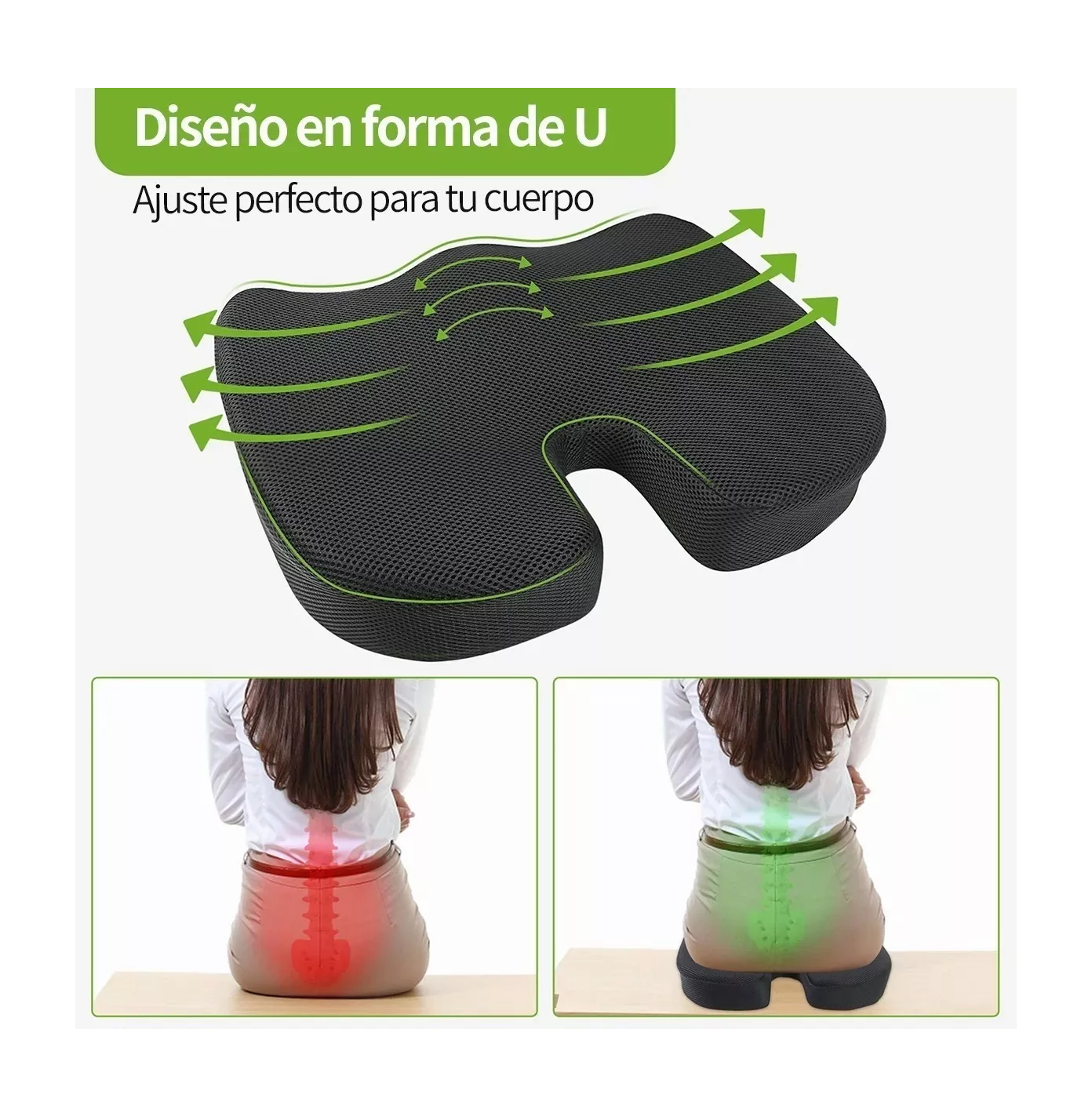 Foto 5 pulgar | Cojín para Asiento BELUG color Negro  para Aliviar el Dolor