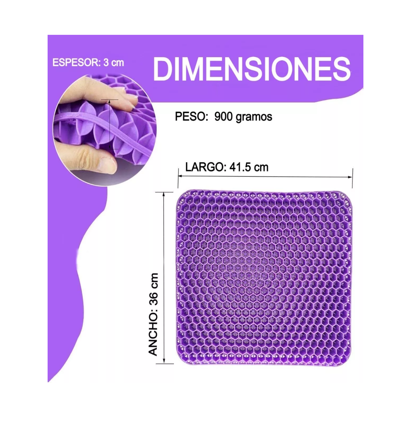 Foto 2 | Cojín Flexible Ortopédico de Gel Transpirable para Hemorroides Morado