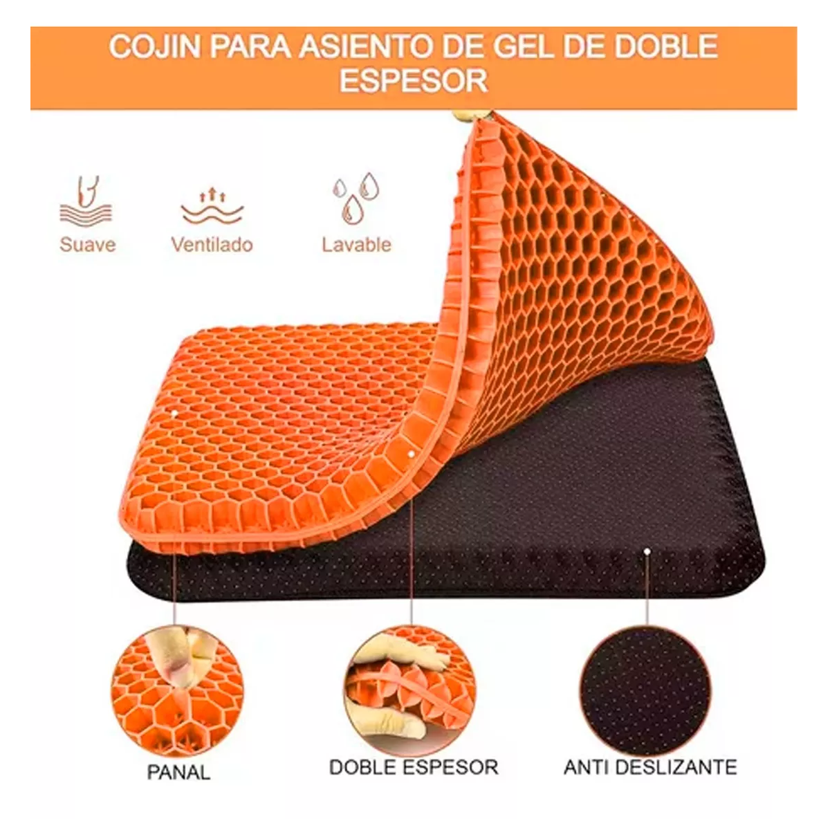 Foto 3 pulgar | Cojín Ergonómico Ortopédico Eo Safe Imports Esi-11641 Naranja