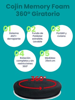 Foto 4 | Cojín Giratorio 360° De Memory Foam: Comodidad Y Movilidad Para Adulto Mayor