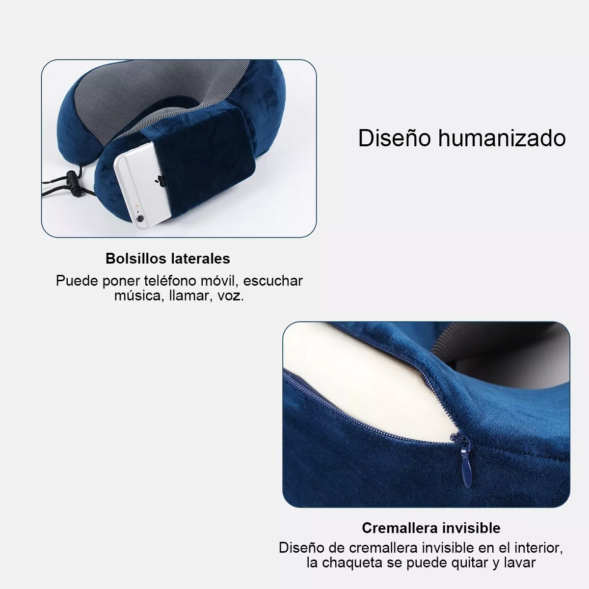 Foto 5 pulgar | Almohada de Viaje 100% Espuma Viscoelástica Cuello Eo Safe Imports Esi-12437 Azul